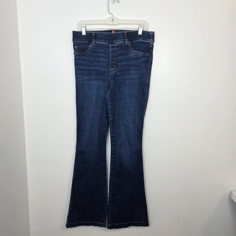 Spanx Blue Stretchy Comfy High Rise Casual‎ Flattering Flare Jeans Size Large